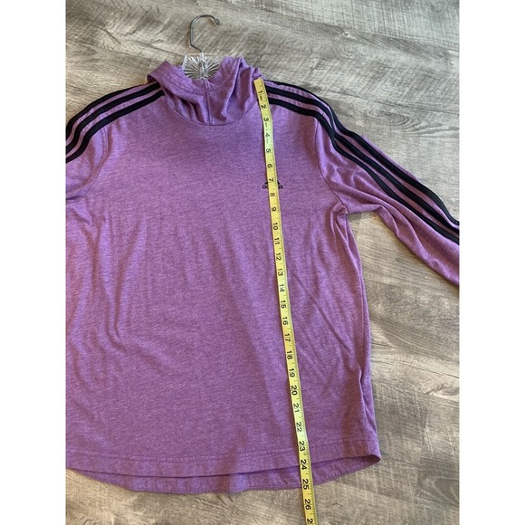 Adidas Womens Shirt Climalite Hooded 3 Stripes Long Sleeve Purple Size Medium - Picture 9 of 11